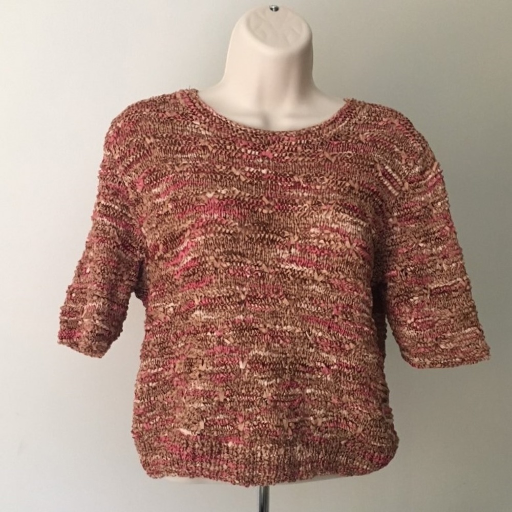 Hand-knitted silk ribbon yarn top Size S - GUC
